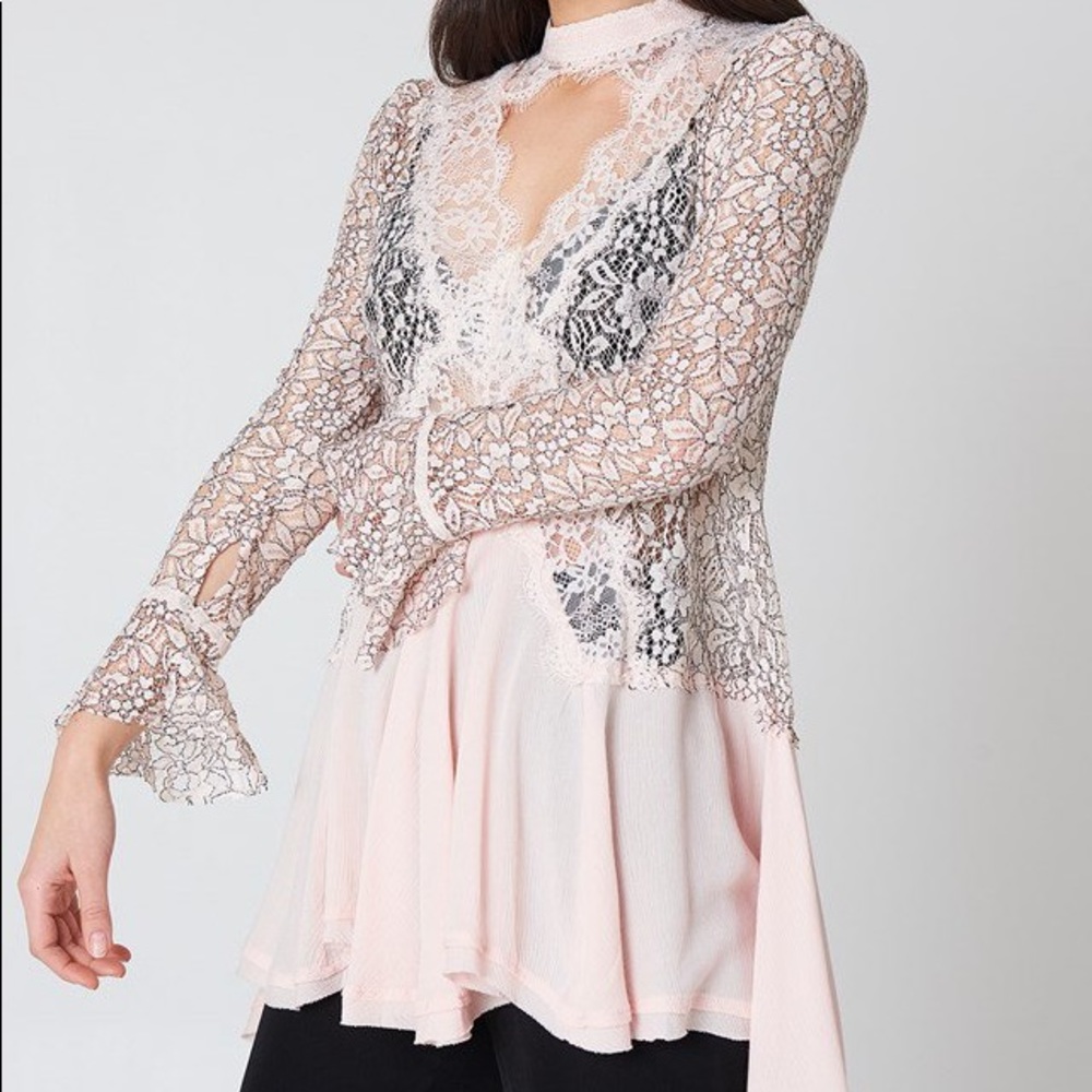 NWT Free People Pink Lace Mini Dress or Tunic - Picture 2 of 4